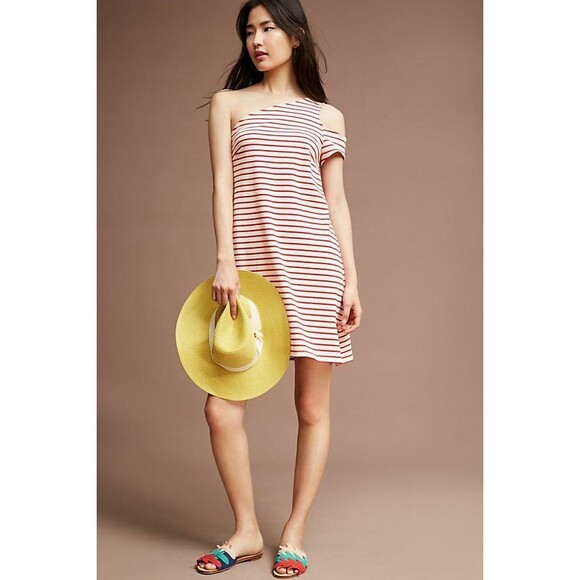 Anthropologie Dresses & Skirts - Anthropologie Maeve Marketa One-Shoulder Red Stripe Dress Size XS NWOT